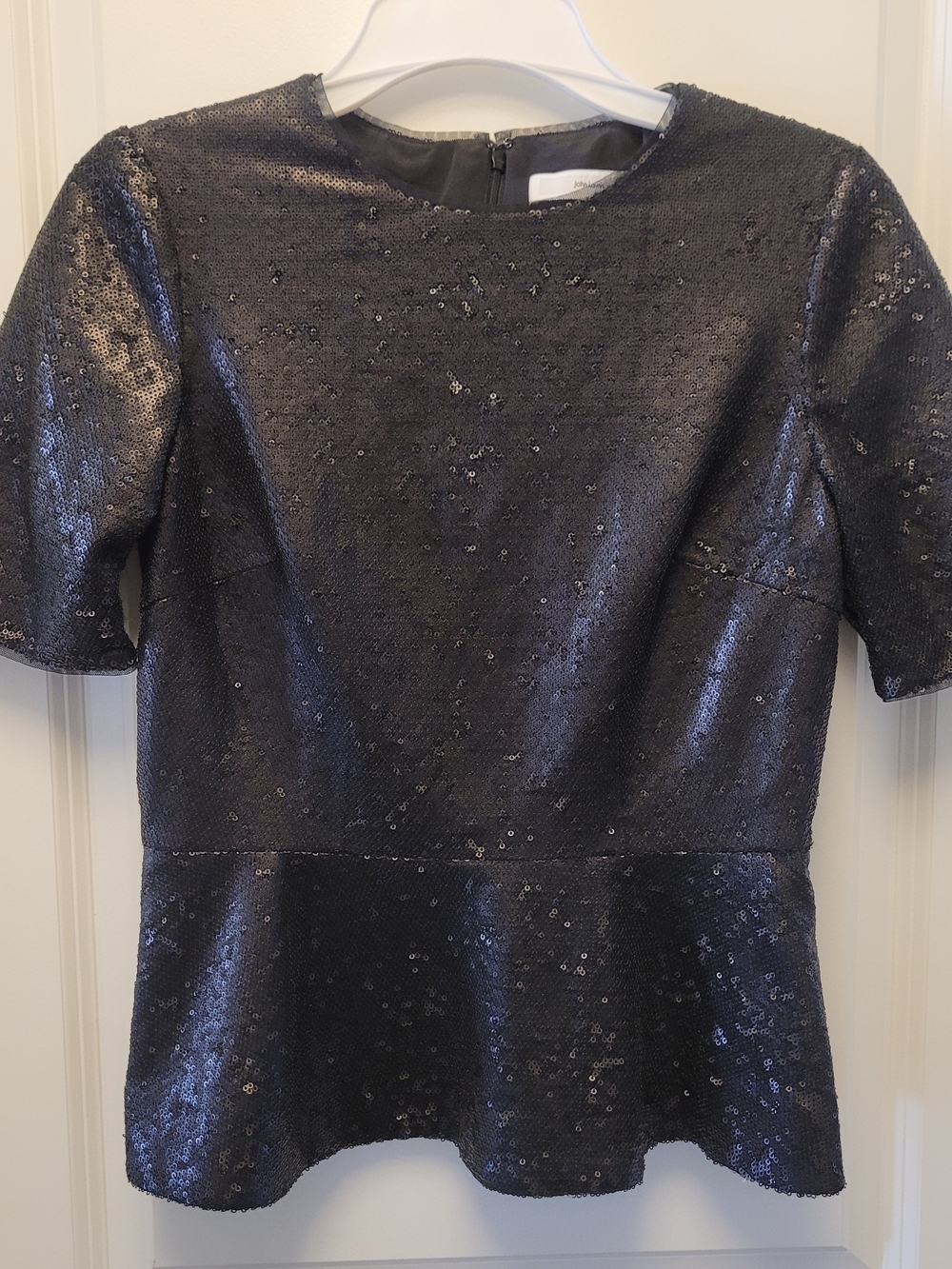 John Lewis Black Sequin Peplum Top Party Glam Evening Formal Sparkle 10